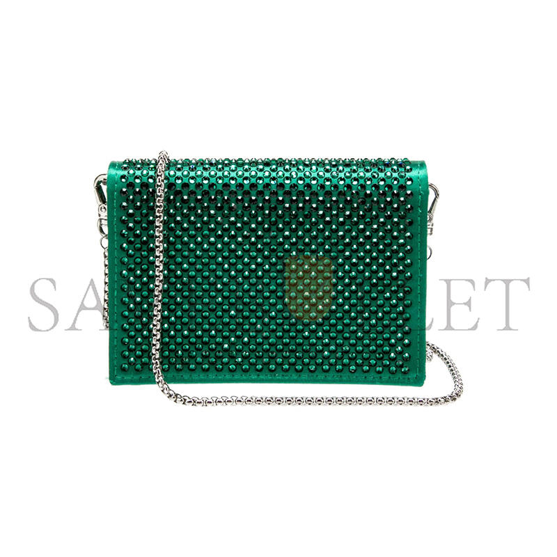 PRADA CRYSTAL BOLO WALLET ON CHAIN GREEN MINI BAG 1MR024 (11.5*8cm)